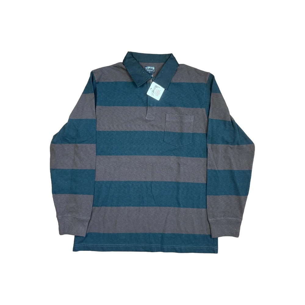 Stussy Brown & Green Striped Rugby Sample New w/ Tags Size Large